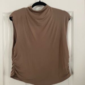a new day Sleeveless Brown Beige Mock Neck Slleveless Top Large